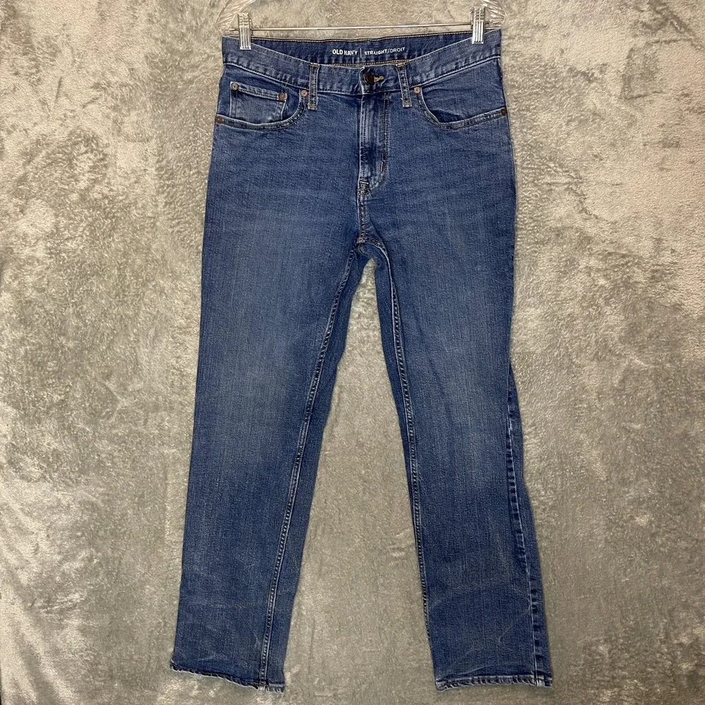 Old Navy Men Classic Low Rise Stretch Straight Medium Wash Denim Jean 31x32